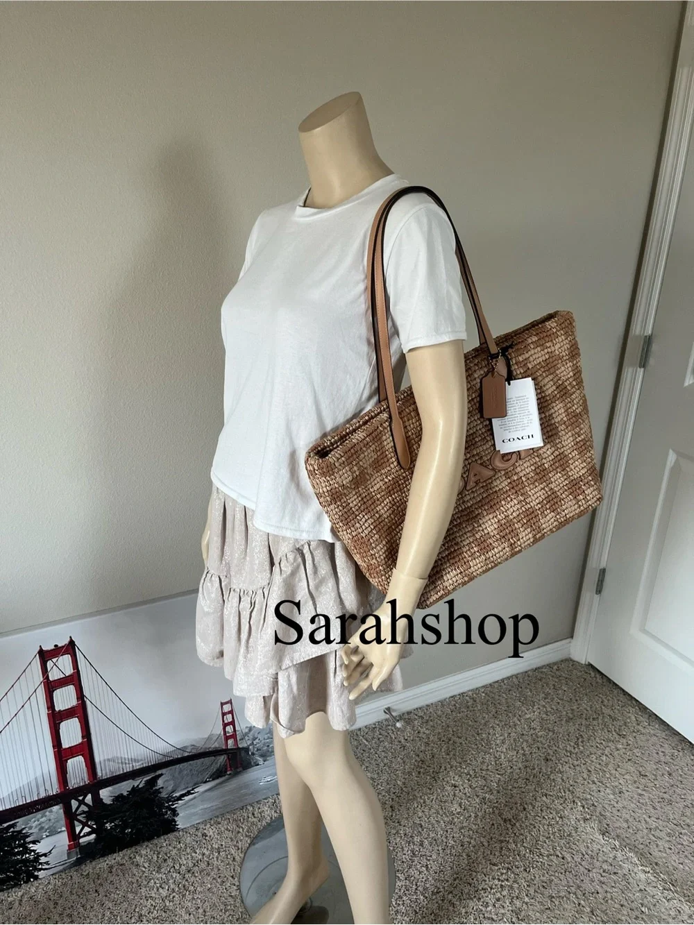 ✅Coach City Tote Bag With Gingham Print